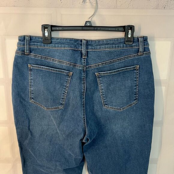 Talbots Blue Whiskered Cotton Blended Pedal Pusher Jean Size 14 - Picture 6 of 10
